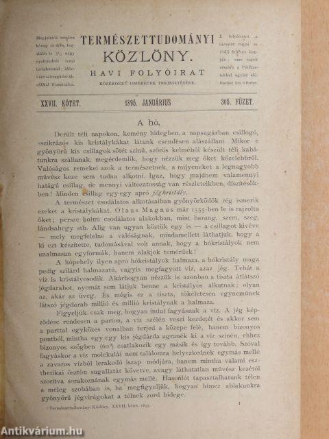 Természettudományi Közlöny 1895. január-deczember/Pótfüzetek a természettudományi közlönyhöz 1895. január-deczember