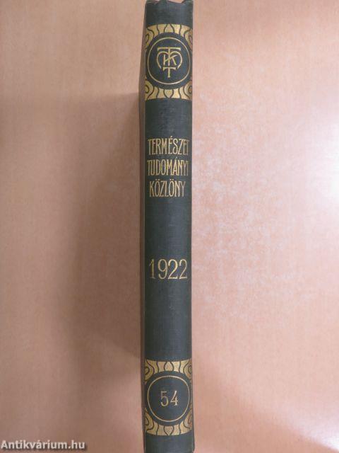 Természettudományi Közlöny 1922. január-deczember/Pótfüzetek a Természettudományi Közlönyhöz 1922. január-deczember