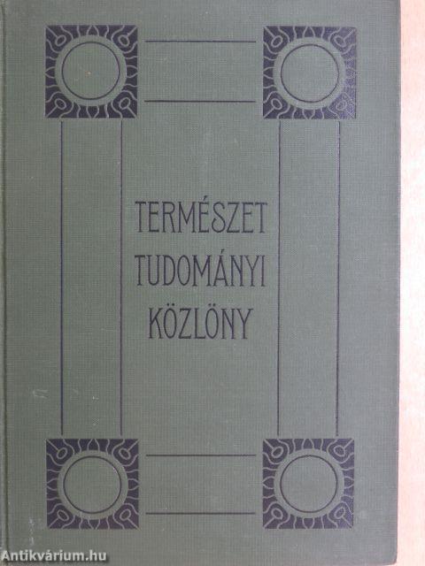 Természettudományi Közlöny 1920. január-december/Pótfüzetek a Termézettudományi Közlönyhöz 1920. január-december