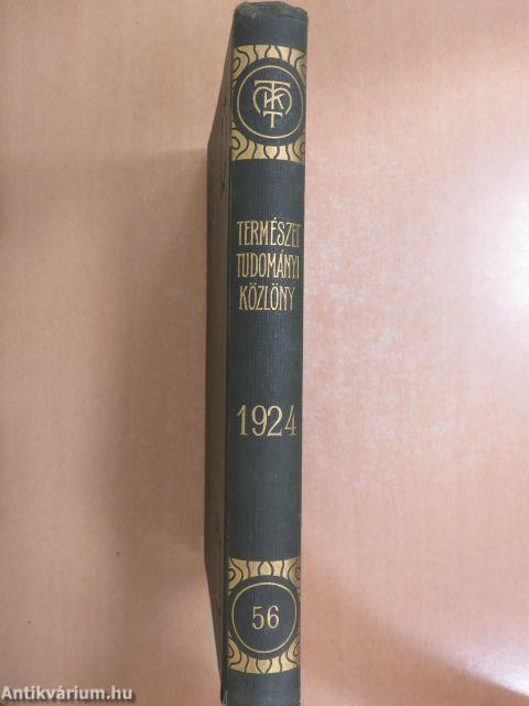 Természettudományi Közlöny 1924. január-december/Pótfüzetek a Természettudományi Közlönyhöz 1924. január-december