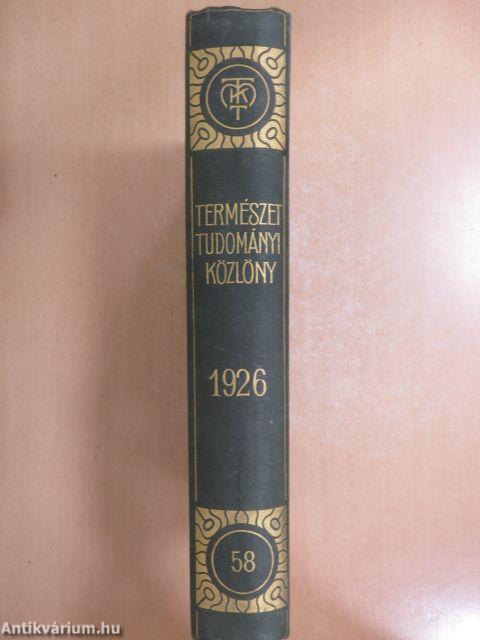 Természettudományi Közlöny 1926. január-december/Pótfüzetek a Természettudományi Közlönyhöz 1926. január-december