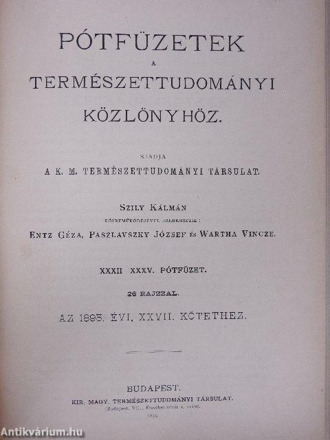 Természettudományi Közlöny 1895. január-deczember/Pótfüzetek a természettudományi közlönyhöz 1895. január-deczember