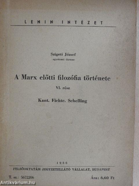 A Marx előtti filozófia története VI.