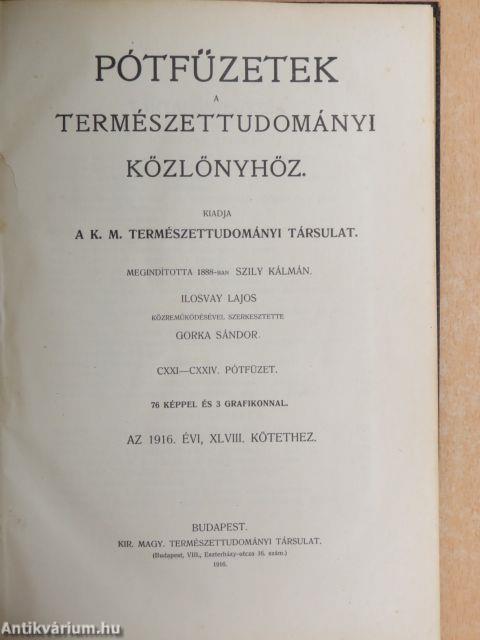 Pótfüzetek a Természettudományi Közlönyhöz 1916/1-4.