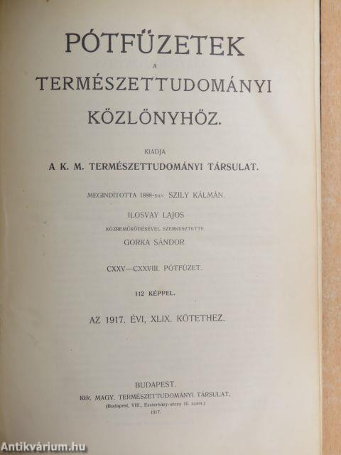 Pótfüzetek a Természettudományi Közlönyhöz 1917/1-4.