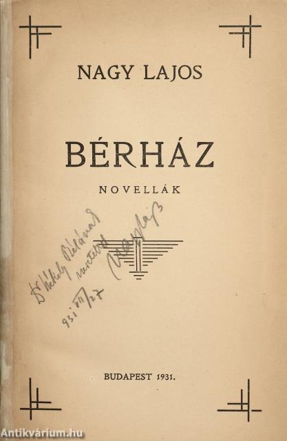 Bérház (dedikált példány)