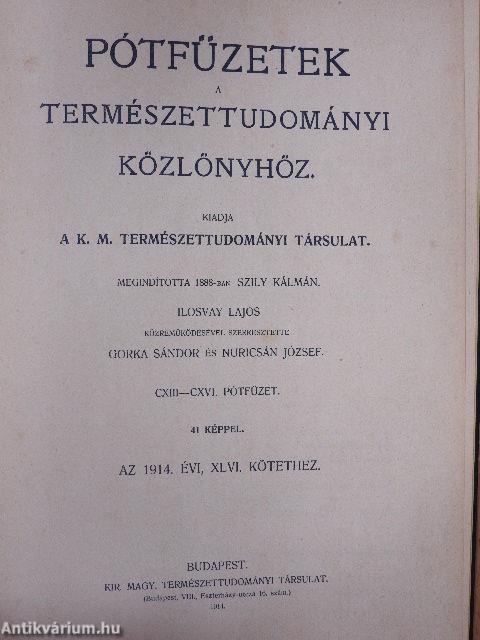 Pótfüzetek a Természettudományi Közlönyhöz 1914/1-4.