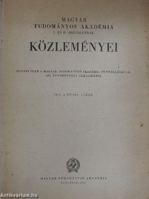 Magyar Tudományos Akadémia I. és II. Osztályának közleményei