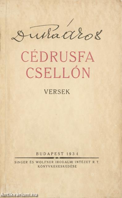 Cédrusfa csellón (dedikált példány)