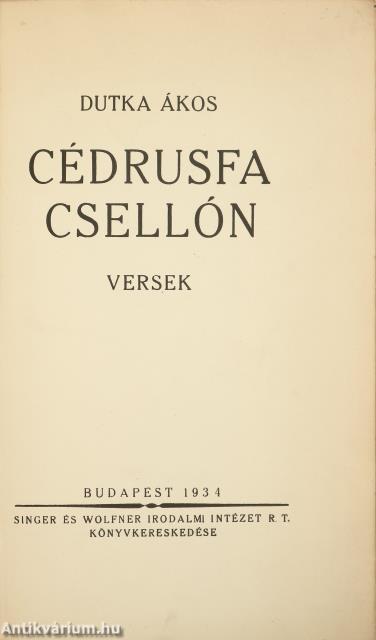Cédrusfa csellón (dedikált példány)