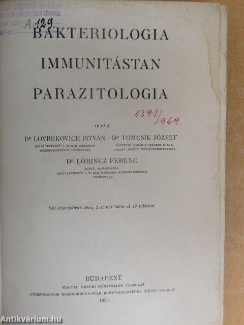 Bakteriologia, immunitástan, parazitologia