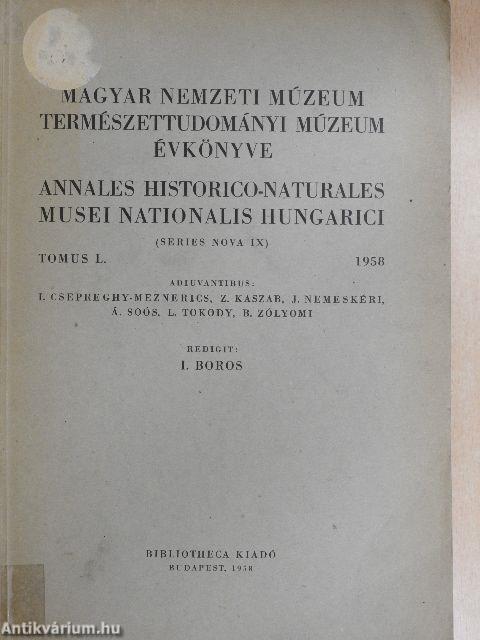 Magyar Nemzeti Múzeum-Természettudományi Múzeum évkönyve 1958.