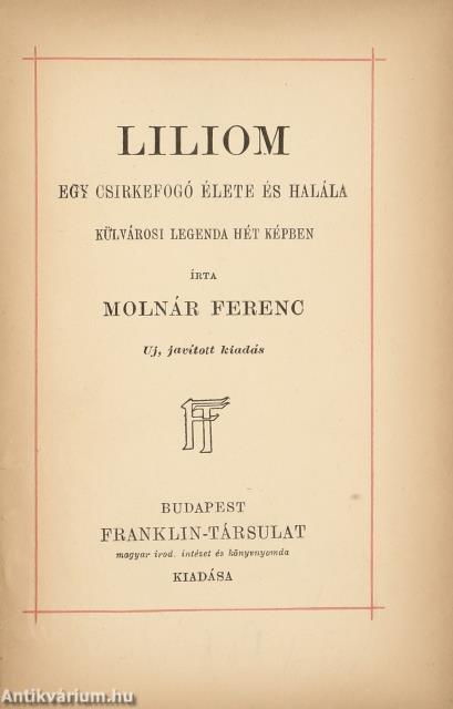 Liliom (aláírt példány)