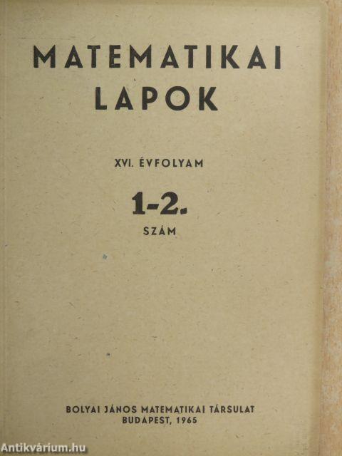 Matematikai lapok 1965/1-4.