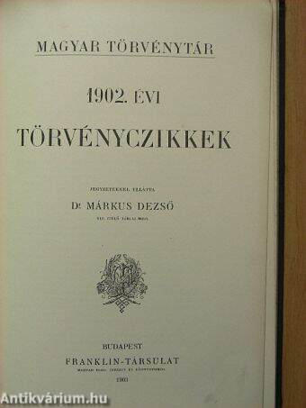 1902. évi törvényczikkek