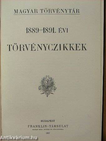 1889-1891. évi törvényczikkek