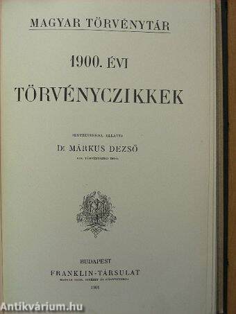 1900. évi törvényczikkek