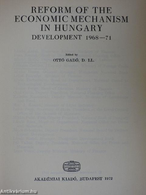 Reform of the economic mechanism in Hungary development