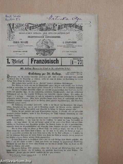 Methode Toussaint-Langenscheidt - Original Französisch 1-36/I-VIII.