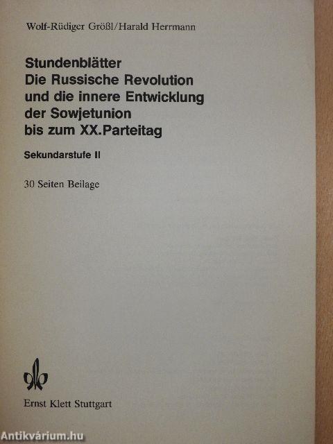 Stundenblätter/Die Russische Revolution und die innere Entwicklung der Sowjetunion bis zum XX. Parteitag