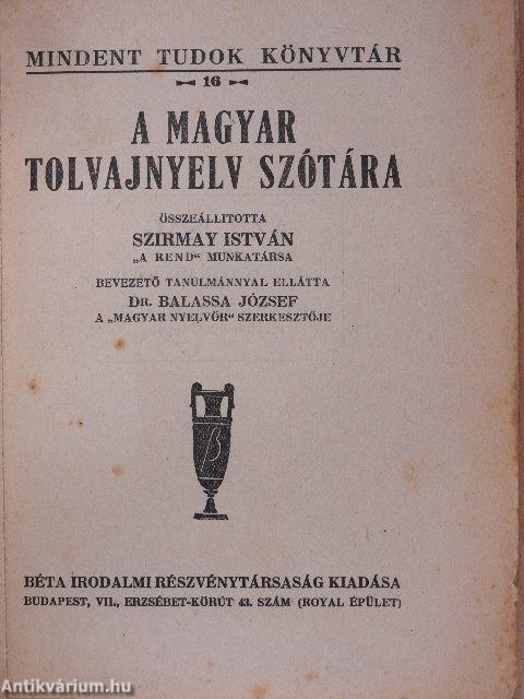 A magyar tolvajnyelv szótára