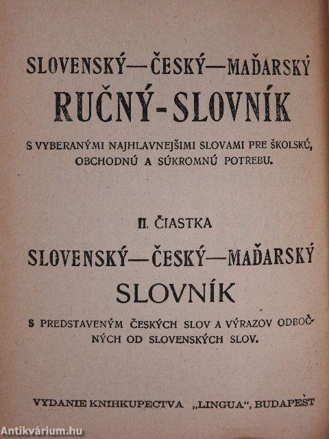 Magyar-szlovák-cseh és szlovák-cseh-magyar kézi szótár I-II.