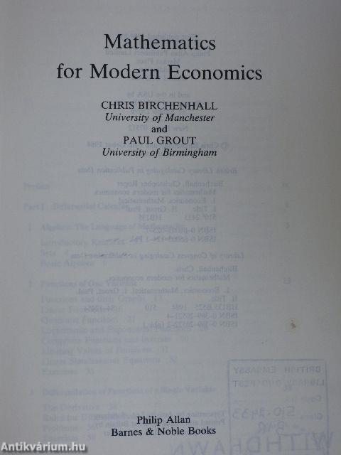 Mathematics for Modern Economics