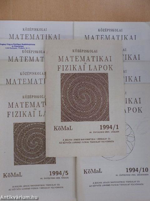 Középiskolai matematikai és fizikai lapok 1994. január-december