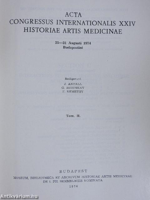 Acta Congressus Internationalis XXIV Historiae Artis Medicinae II.