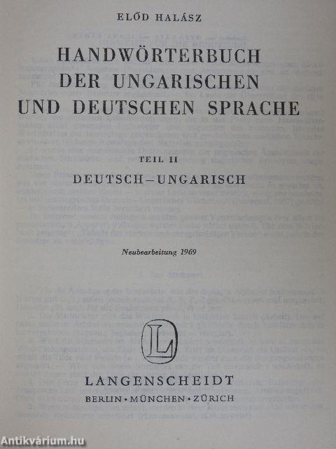 Hardwörterbuch der Ungarischen und Deutschen Sprache II.