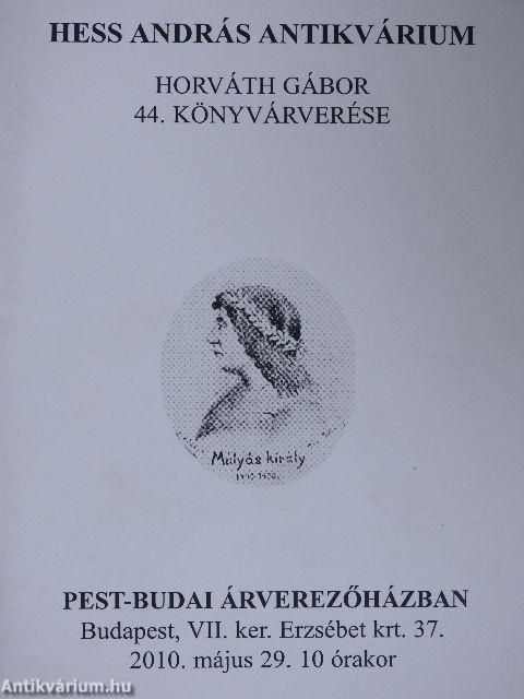 Hess András Antikvárium - Horváth Gábor 44. könyvárverése