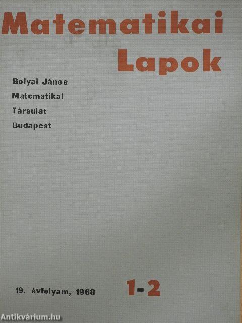 Matematikai Lapok 1968/1-4.