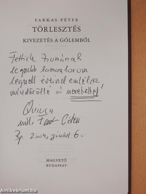 Törlesztés (dedikált példány)