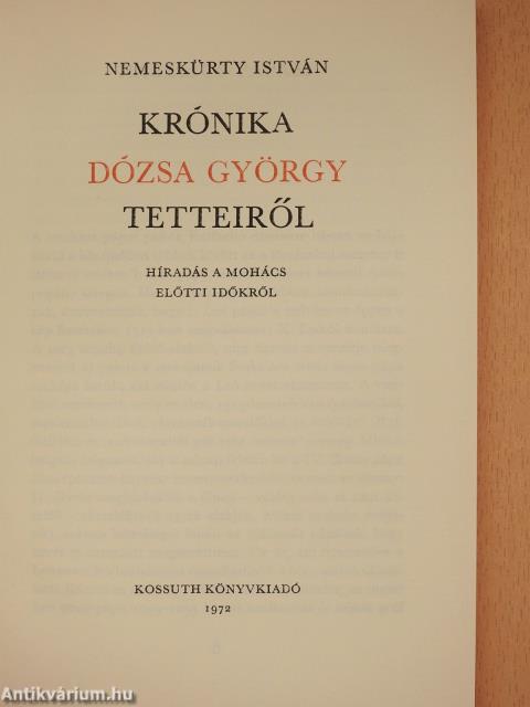 Krónika Dózsa György tetteiről (dedikált példány)