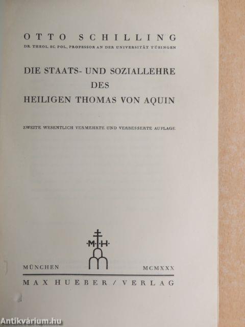 Die Staats- und Soziallehre des Heiligen Thomas von Aquin