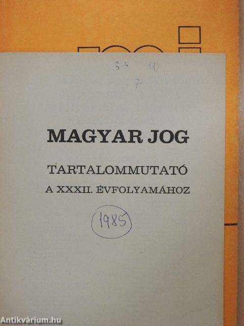 Magyar jog 1985. január-december