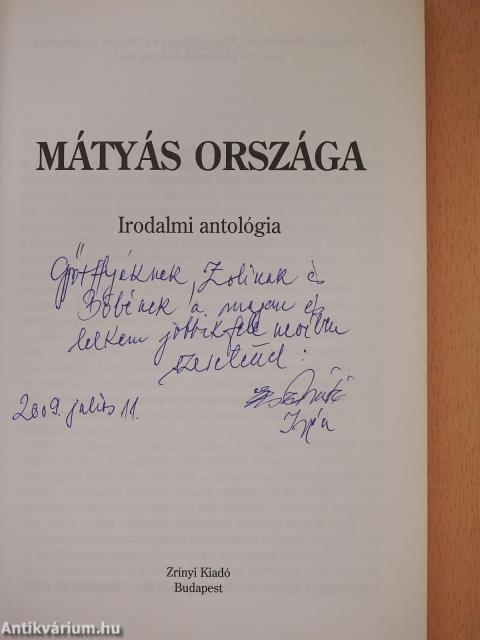 Mátyás országa (dedikált példány)