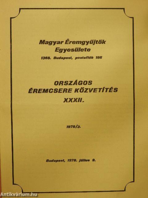 Magyar Éremgyűjtők Egyesülete Országos éremcsere közvetítés 1978/3