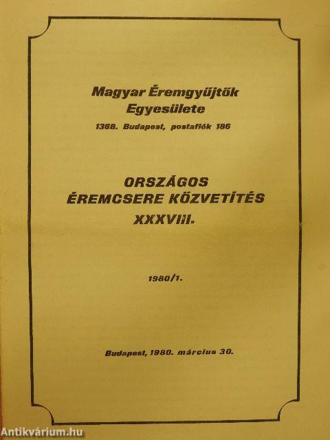 Magyar Éremgyűjtők Egyesülete Országos éremcsere közvetítés 1980/1