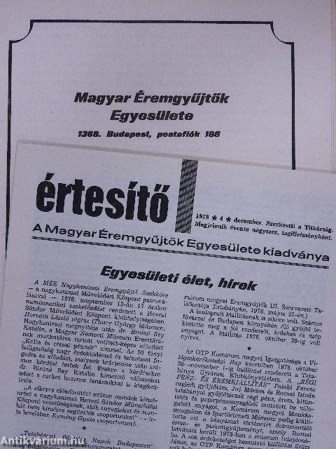 Magyar Éremgyűjtők Egyesülete Országos éremcsere közvetítés 1978/3