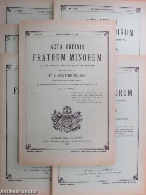 Acta Ordinis Fratrum Minorum Ianuarii-Decembris 1961