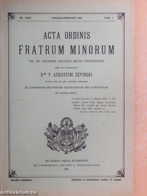 Acta Ordinis Fratrum Minorum Ianuarii-Decembris 1961