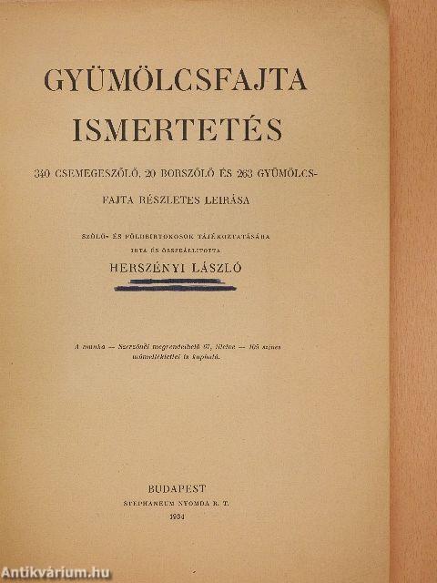 Gyümölcsfajta ismertetés (rossz állapotú)