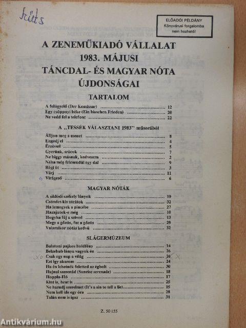 A Zeneműkiadó Vállalat 1983. májusi táncdal- és magyar nóta újdonságai