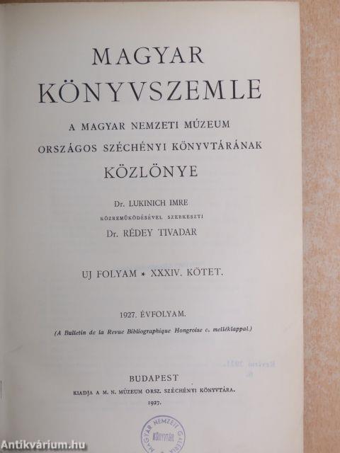 Magyar Könyvszemle 1927. január-december