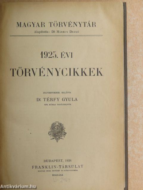 1925. évi törvénycikkek