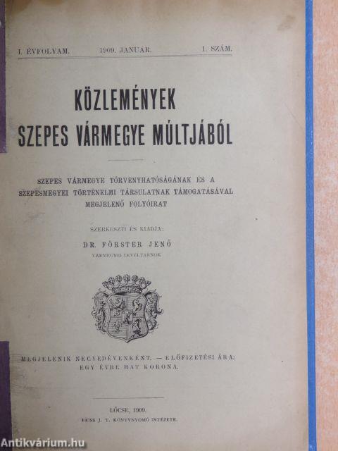 Közlemények Szepes vármegye múltjából 1909/1.
