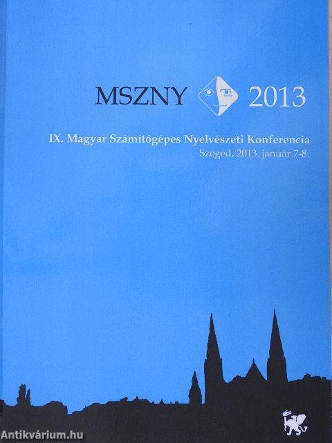 IX. Magyar Számítógépes Nyelvészeti Konferencia