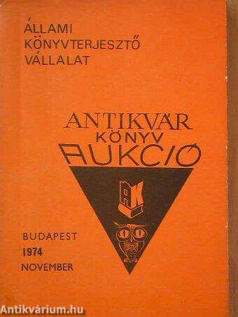 Antikvár könyv aukció - Budapest, 1974. november