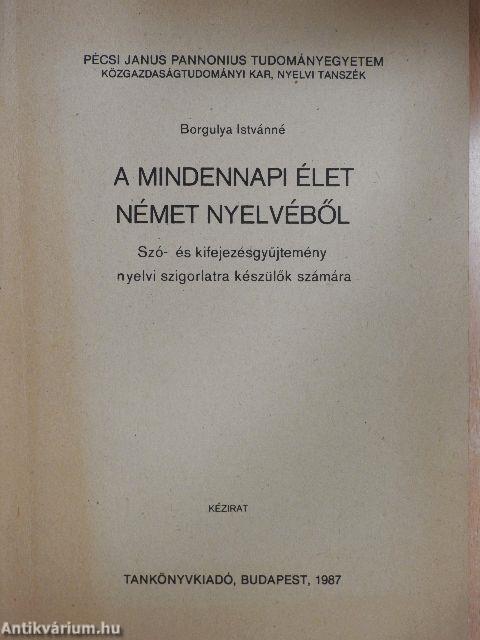 A mindennapi élet német nyelvéből